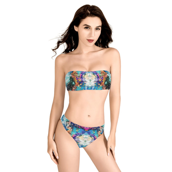 Acquiesce Apothos Psychedelic Cheeky Strapless Bandeaux Bikini