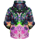Cotton candy Cosmos Psychedelic Fleece-Lined Zip-Up Hoodie