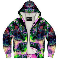 Cotton candy Cosmos Psychedelic Fleece-Lined Zip-Up Hoodie