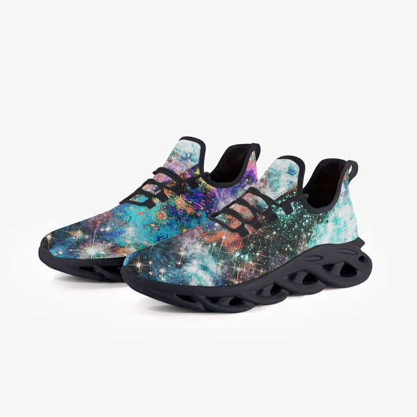 Acquiesce Apothos Psychedelic Split-Style Helix Mesh Knit Sneakers - Black
